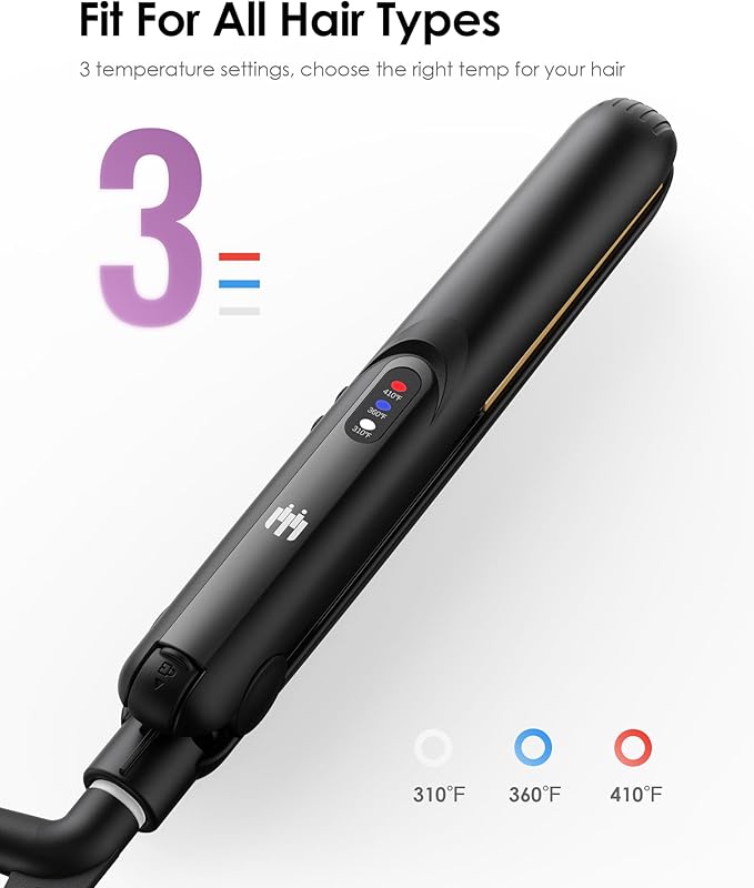 Mini Flat Iron, 0.7 Inch Ceramic Small Hair Straightener for Short Hair Curls Bangs, Portable Travel Iron Dual Voltage with Travel Pouch, 3 Temperature Adjustable