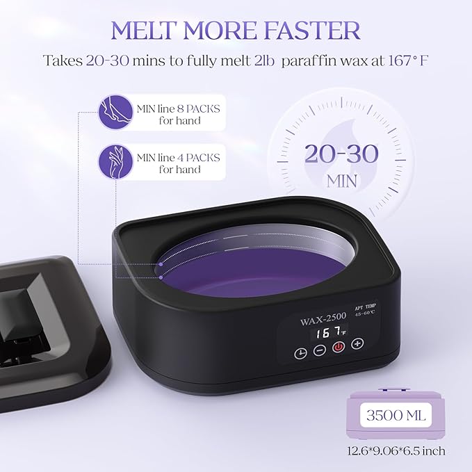 Paraffin Wax Machine for Hands and Feet–Paraffin Wax Warmer with Auto-Timer and Keep Warm Mode, Paraffin Wax Bath Moisturizing Kit for Arthritis, Skin Hydration, Relax Muscles-Black