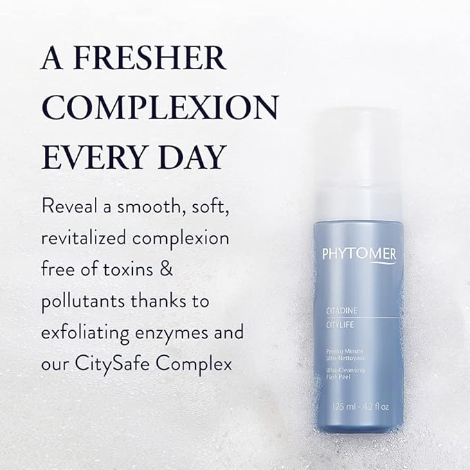 PHYTOMER Citylife Ultra Cleansing Facial Peel | Detoxifying Clarifying Facial Treatment | Hydrating Exfoliator for Soft, Smooth Skin | Rapid Beauty Treatment for Dull Skin | 125ml