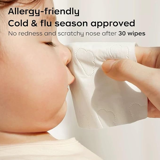 Bc Babycare Lotion Ultra Soft Facial Tissues, Hypoallergenic, Plant-based Materials, Clean Gentle Baby Essentials, 60 Tissues Per Box, 5-Ply (60 Count (Pack of 4))