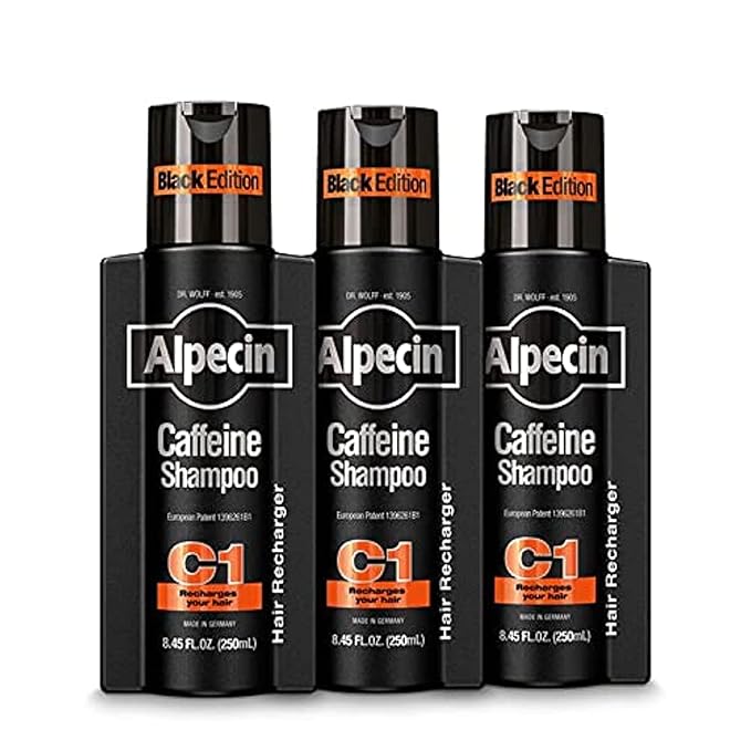 Alpecin Caffeine Shampoo C1 Black Edition with Bold Fragrance 8.45 oz (Pack of 3) I Hair Performance Enhancer Promotes Natural Hair Growth and Thickness I Energizes Scalp