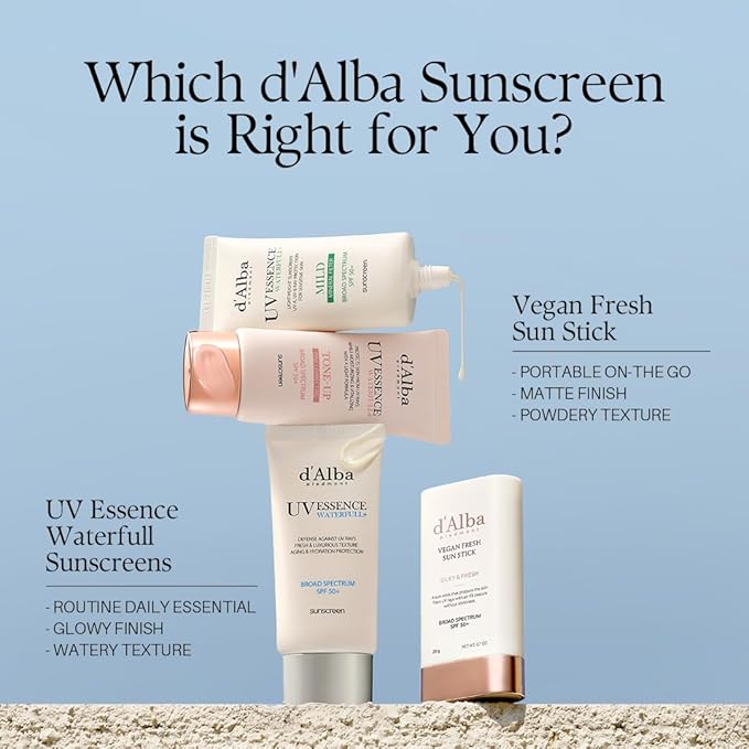 d'alba Piedmont Air Fit Fresh Sun Stick, OTC BROAD SPECTRUM SPF 50+, Non-Sticky On-the-Go Sun Protection, Outdoor Essential Vegan NEW Type Sun Stick, Silky & Fresh, Korean Skin Care (0.7 Oz.)