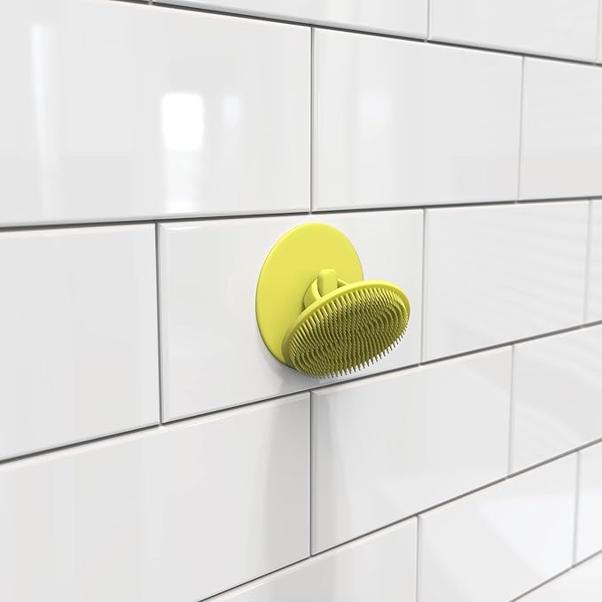 Boie USA Bathroom Hook - for Hanging Shower or Bathroom Tools Like Loofahs and Scrubbers. Shower Hook for Loofah, Wash Cloths, and All Bath Tools. Easy to Remove (Yellow)