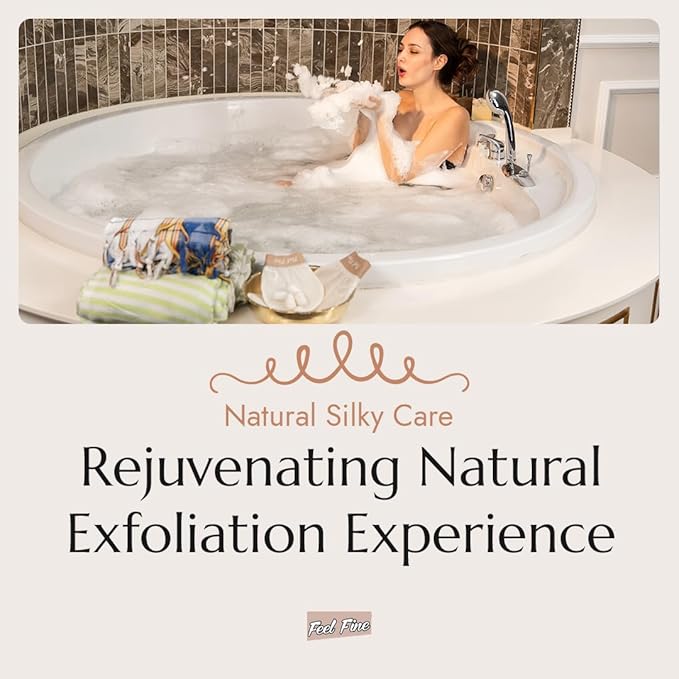 Feel Fine Turkish Exfoliating Mitt – 100% Raw Silk Hammam Kese Glove for Men & Women | Handcrafted Turkish Skin Peeling Scrubber Bath & Sauna Exfoliator (Lilac)