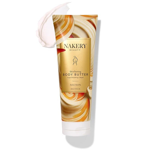 Nakery Skin Toning Body Butter for Women - Firming Body Lotion for Women - Peptide Infused Body Lotion for Crepey & Sagging Skin - Firming Lotion for Neck, Arms & Legs - Dulce Vanilla