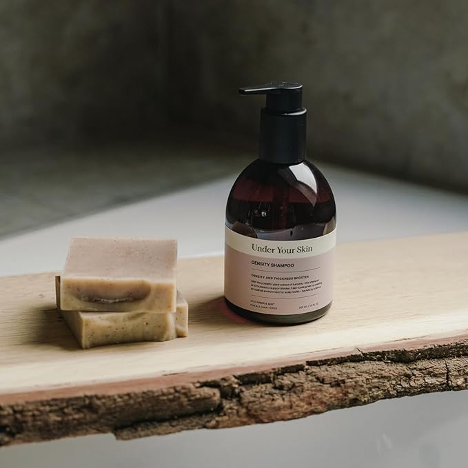 Under Your Skin Density Shampoo – Supports Hair Thickness & Strength for Fine or Thinning Hair – With Turmeric Stem Cells & Coconut Cleanser – Sulfate-Free, Vegan, Dermatologist Tested – 10 oz