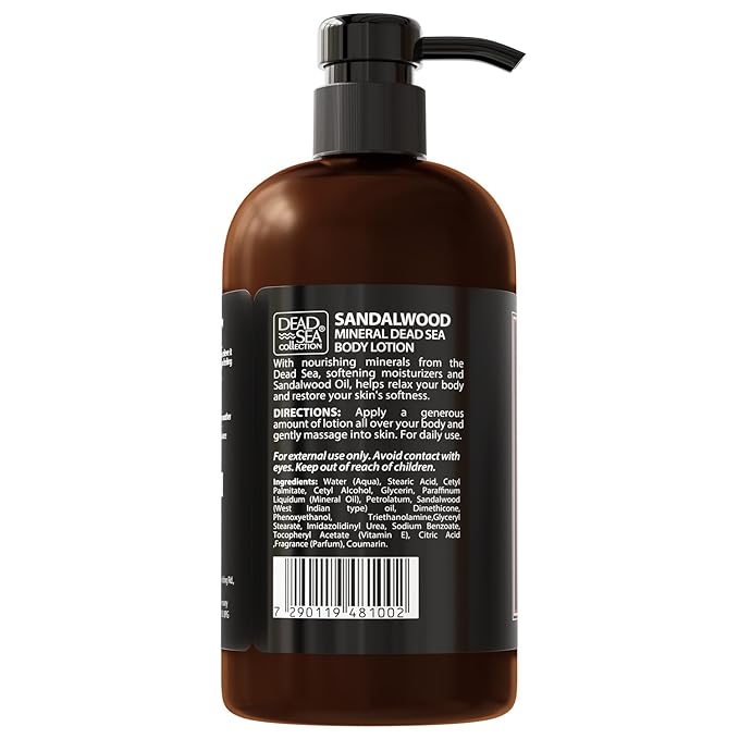 Dead Sea Collection Sandalwood Men's Body Lotion - Sandalwood Oil and Dead Sea Minerals - Maximum Hydration Nourishing Moisturizing Lotion for Men - 16.9 Fl Oz Bottle
