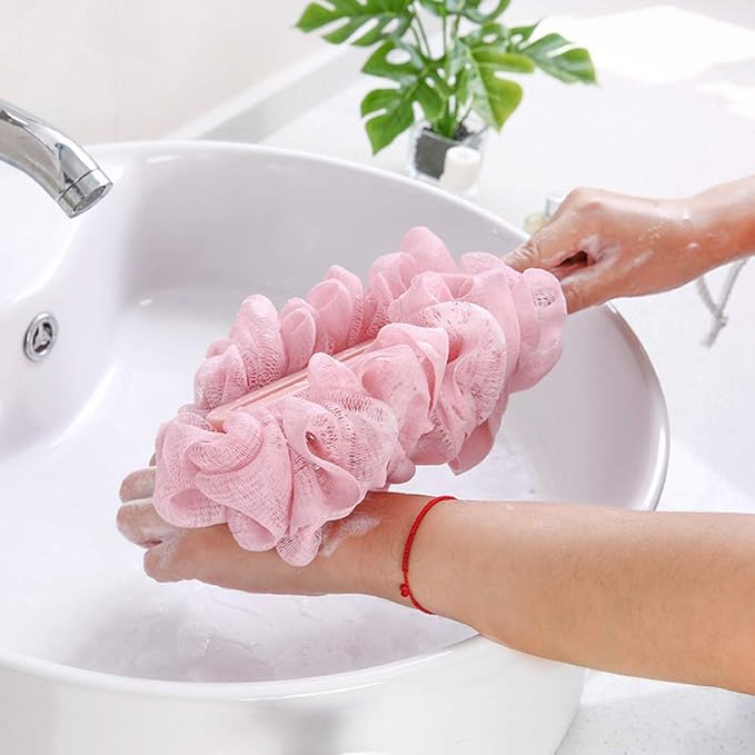 Back Scrubber for Shower,Loofah Long Handle Bath Body Brush,Soft Nylon Mesh Sponge for Shower,Loofah On a Stick for Men Women,Exfoliating Scrub Cleaning Luffa for Elderly(4Pack-4Color)