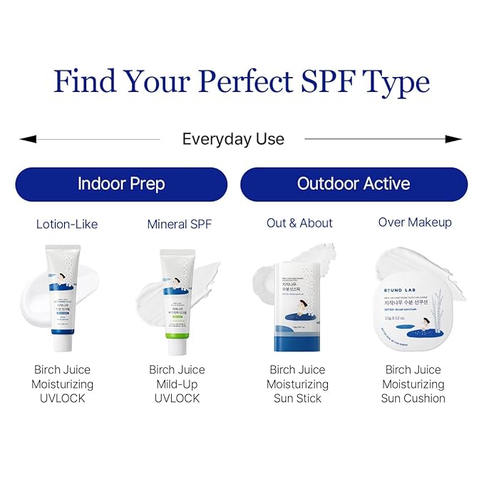 Round Lab Birch Juice Moisturizing UV Lock Sun Cushion, SPF50+ Broad Spectrum, 0.52 oz, Mineral Sunscreen for All Family Members, Over Makeup Poratable Sun cushion, No White cast, Korean Sunscreen