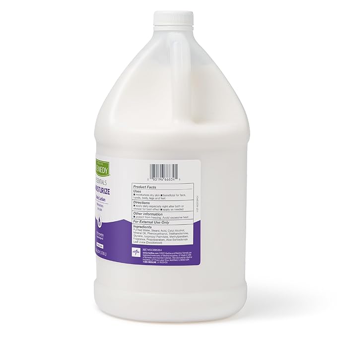 Medline Remedy Essentials Moisturizing Body Lotion (1 Gallon Bottle), 1 Count, Fresh Scent, Hydrating, Non-Greasy, For Dry Skin, Hypoallergenic, Men, Women, Elderly