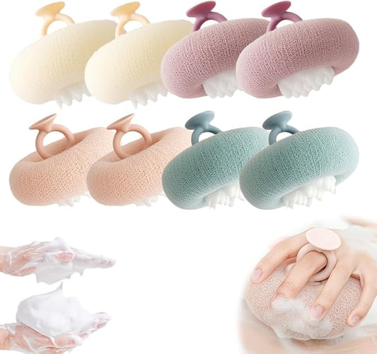 Super Soft Sunflower Suction Cup Bath Ball, 2025 New Bath Cleaning Brush, 2-in-1 Sponge Mesh Pouf Ball Body Scrubber, Shower Gloves Exfoliating Accessories for Men and Women