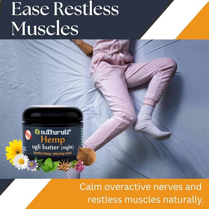 Ugli Butter Hemp Night Cream 4oz –Calming Nightly Hemp Topical with Soothing Lavender, Calming Chamomile & Relaxing Passionflower. Ease Restless Muscles & Support a Healthy Sleep Cycle Melatonin Free