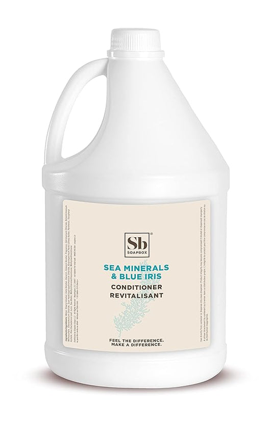 Soapbox Hair Conditioner, Sea Minerals & Blue Iris, Hydrating, Vegan, Color Safe, Sulfate Free & Silicone Free Conditioner Refill for Home & Professional Use - Gallon Size
