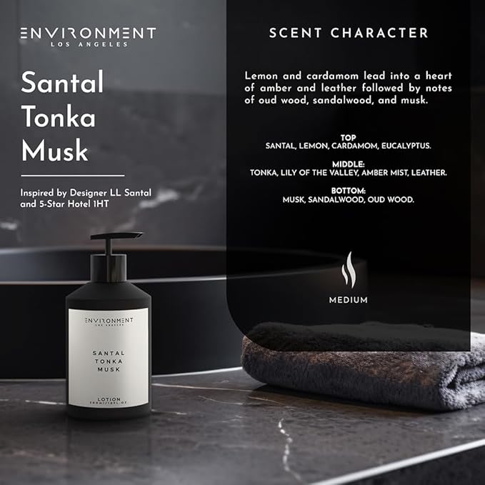 ENVIRONMENT Inspired by 5-Star Resort 1HT, 300ml Luxury Scented Lotion (Santal | Musk) Bathroom Luxury, Men & Women High-End Body Lotion, Hand Cream, Dry Skin Treatment