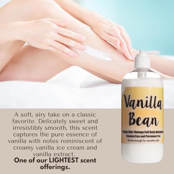 The Lotion Company 24 Hour Skin Therapy Lotion, Full Body Moisturizer, Paraben Free, Made in USA, Vanilla Bean Fragrance, w/ Aloe Vera, 16 Ounces