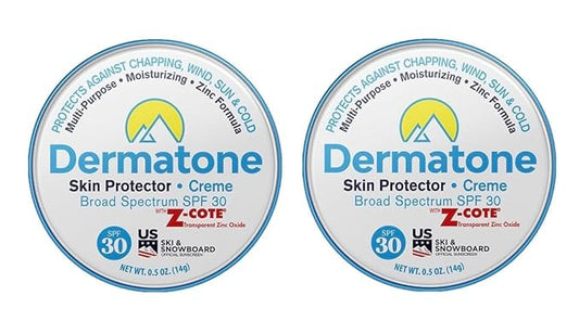 Dermatone Skin Protection Balm w/Zinc SPF 30 | Moisturizing Creme Stocking Stuffer | Heals & Repairs Dry Skin | Advanved Therapy Lips and Face Repair | 2-Pack, 0.5 oz tins