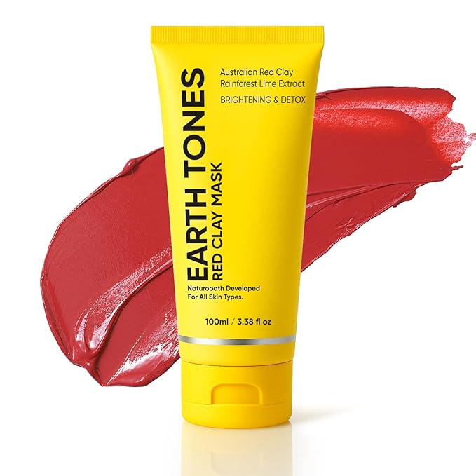 Australian Red Clay Face Mask, Earth Tones Face Mask, Brightening & Detox Mask with Desert Lime, Rainforest Limes, Shea Butter, For All Skin Types 100ml