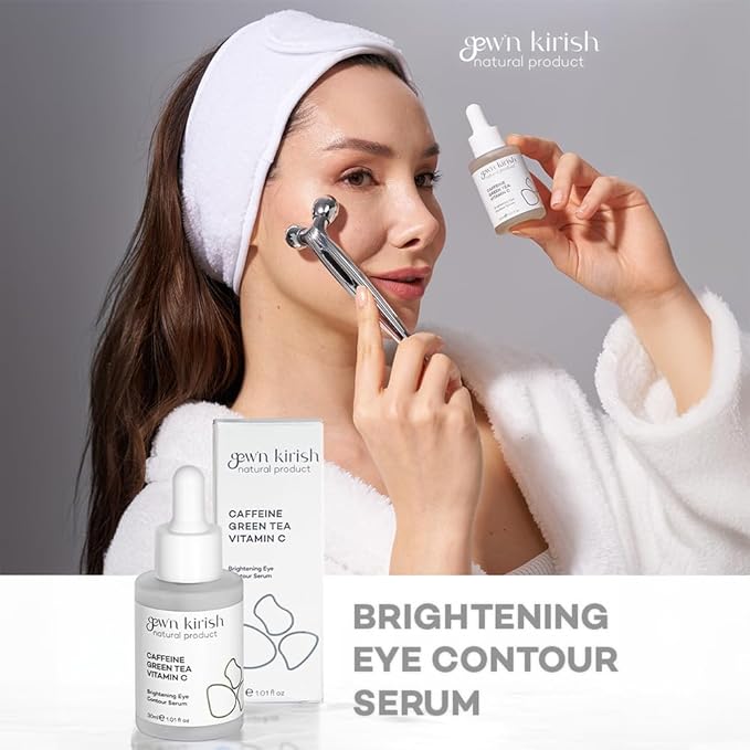 GEW’N KIRISH Dark Circles Under Eye Treatment – Caffeine, Green Tea & Vitamin C Serum for Puffiness, Fine Lines & Brightening, Lightweight Eye & Face Contour Care, 30 ml (1.01 fl oz)