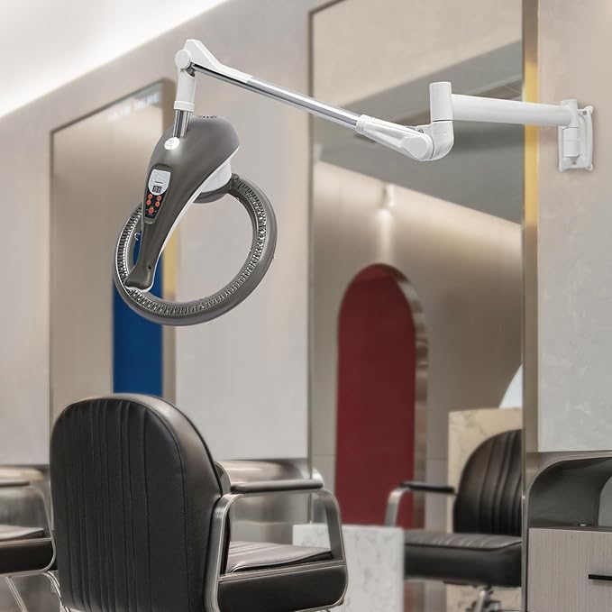 Hair Treatment Machine, 950W Wall Mount Orbiting Rotating Hair Processor for Salon Spa Family, Time Adjustable, Grey