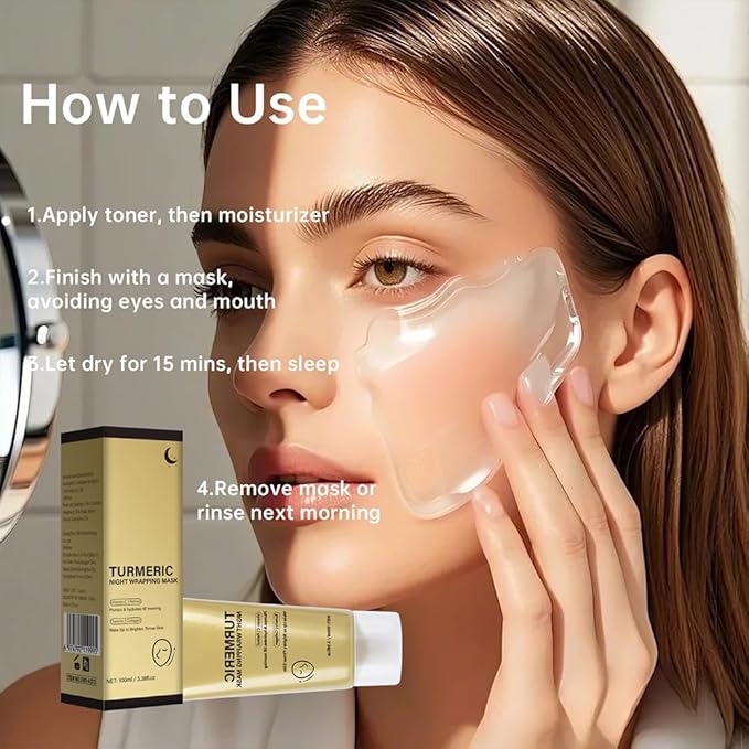 Collagen Night Wrapping Mask with Brush, Peel Off Face Mask with Retinol, VC, Turmeric Overnight Moisturizing Masks for Skin Smoothing, Nourishing & Firming 3.38 Floz