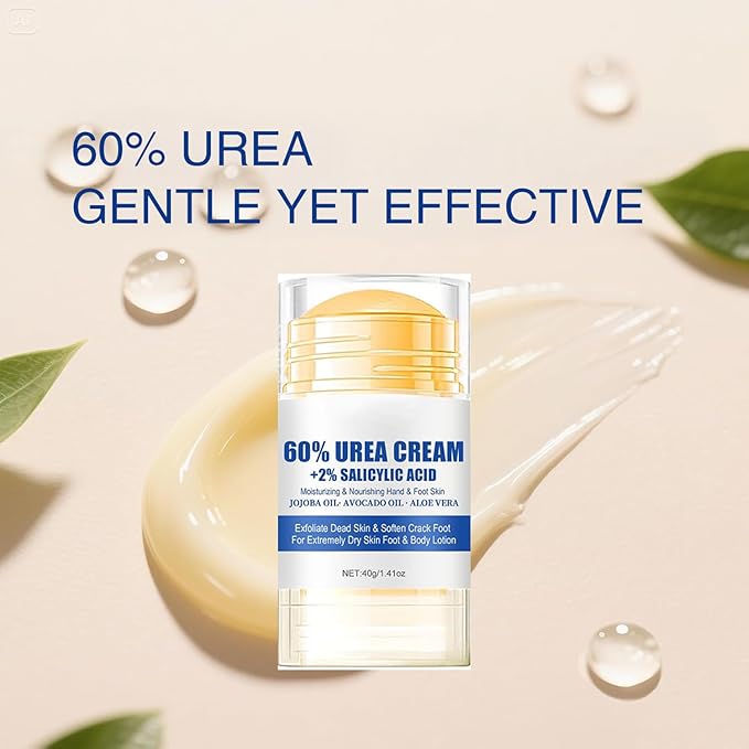 60% Urea Foot Cream Care Stick for Feet Plus 2% Salicylic Acid, 2026 New Urea Heel Stick Cream 60 Percent Foot Callus Remover Cream for Feet Maximum Strength, for Dry Cracked Heels, Hands, Knees (2)