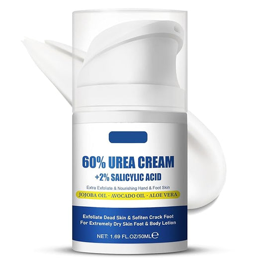 60% Urea plus 2% Salicylic Acid Foot Cream, Intense Hydration for Dry Cracked Feet Hands and Unisex Whole Body Lotion Moisturizer Hydrate & Nourish Foot Care for Softens Skin Exfoliates Dead Skin