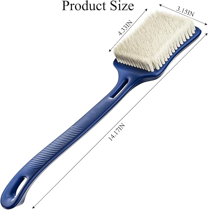 Shower Brush - Upgraded Large Brush Head 3" Wide and 4.33" Bath Brushes with Soft Curved Long Handle Body Back Scrubber Body Brush Suitable for Wet or Dry, Women and Men