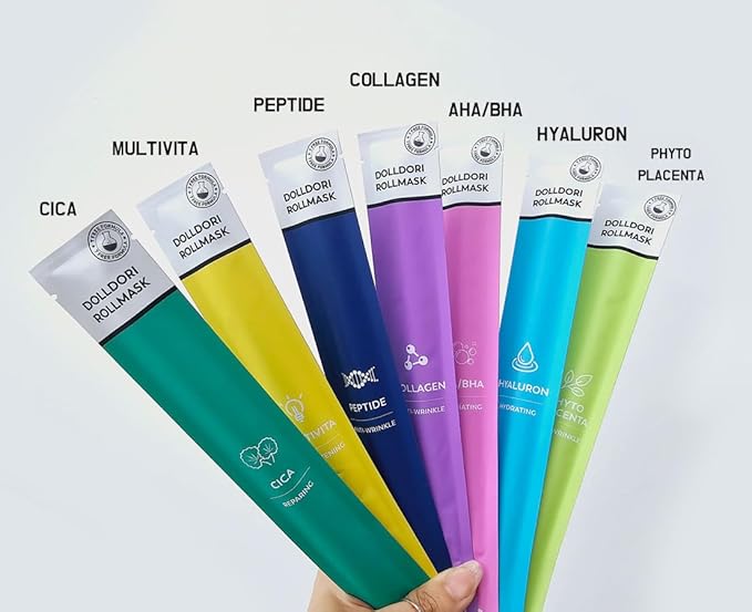 Roll Face Mask Sheet Weekly (7pcs) - Korean Deep Hydrating Collagen Hydrogel Mask for Women - Moisturizing Overnight Skincare