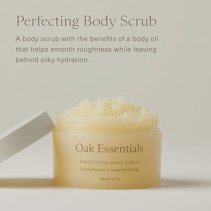 Oak Essentials Perfecting Body Scrub | Gentle Sugar Body Exfoliator for Visibly Smoother, Softer Skin, 7.1 Oz