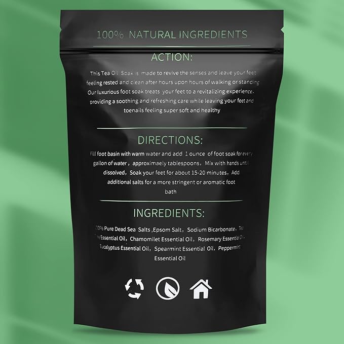 Tea Tree Oil Foot Soak with Epsom Salt - Pedicure Foot Spa for Toenail Fungus Treatment, Nail Discoloration, Stubborn Foot Odor and Itchiness -16 oz