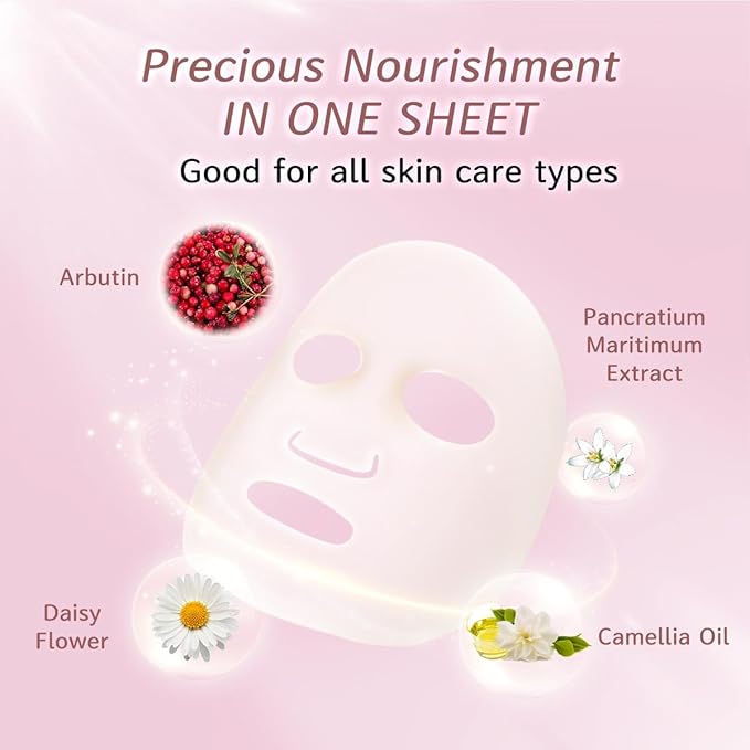 My Beauty Diary Rejuvenate Triple-Brightening Mask, Moisturizing and Nourishing Facial Mask, Restores Radiance. Self Care Face Sheet Mask (5 pcs)