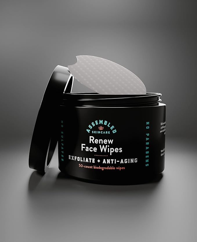 Renew Face Wipes, 50-Count (Pack of 1). Exfoliating, anti-aging, and pre-shave face wipes.