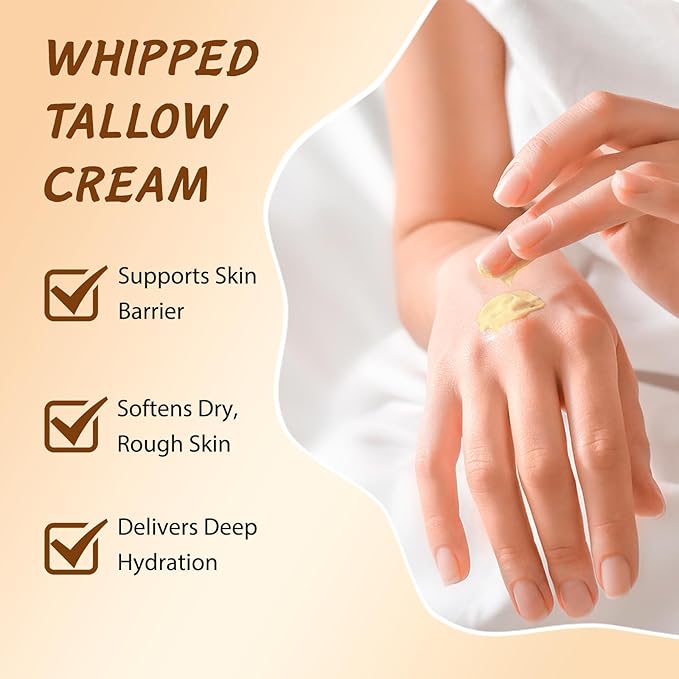 Beef Tallow for Face,Tallow and Honey Balm,Tallow Face Moisturizer Organic Grass Fed,Whole Body & Face 2.1oz Citrus Breeze