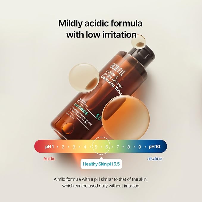 ACWELL Licorice pH Balancing Cleansing Toner 10.14 fl.oz. - PH5.5 Hydrating Makeup Cleansing Astringent - Skin Clearing, Reduce Pigmentation, Acne and Dark Spots