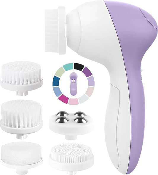 Facial Cleansing Brush Face Scrubber Exfoliating Cleaning Skin Care Cleanser Wash Women Girls Electric Beauty Powered Exfoliator Skincare Spin Tools Scrub Washer Self Care by VISOFO (Lilac Amethyst)
