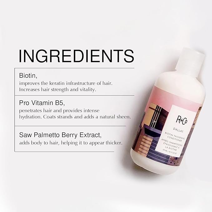 R+Co Dallas Biotin Thickening Shampoo & Conditioner Set | Adds Volume, Strength & Fullness | Sulfate-Free, Vegan + Cruelty-Free | 33.8oz (Pack of 2)