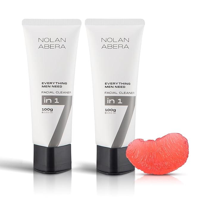 ABERA Nolan Daily Facial Cleanser for Men, Oil Control & Deep Cleansing, 3.53 oz (2 Pack) Grapefruit Soap Bar Gift