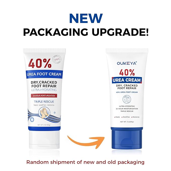 OUKEYA Urea Cream 40 Percent Tube 3 Oz, Foot & Hand Cream for Dry Cracked,40 per Urea Lotion for Feet Maximum Strength, 2 Pack