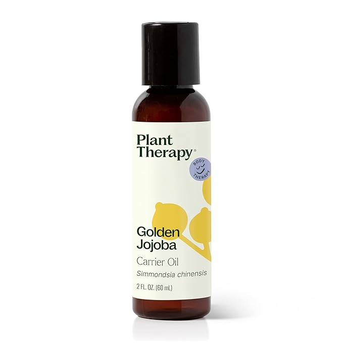 Plant Therapy Jojoba Golden Carrier Oil 2 oz 100% Pure, Cold-Pressed, Natural and GMO-Free Moisturizer and Carrier Oil for Essential Oils