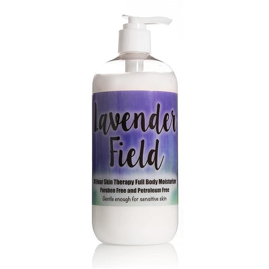 The Lotion Company 24 Hour Skin Therapy Lotion, Full Body Moisturizer, Paraben Free, Made in USA, Lavender Fields Relaxing Fragrance, w/ Aloe Vera, 16 Ounces