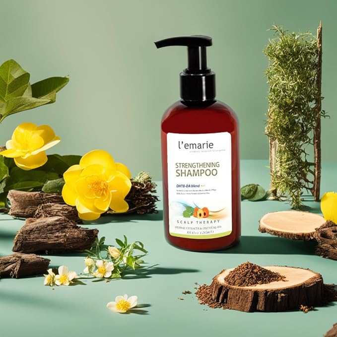 L'emarie Strengthening & Thickening Hair Growth Shampoo for Thinning Hair Pea Peptide Biotin Infused DHT Blocker For Women and Men - Hair Loss & Healthy Growth Thicker Fuller Looking Hair (8.6 Fl Oz)