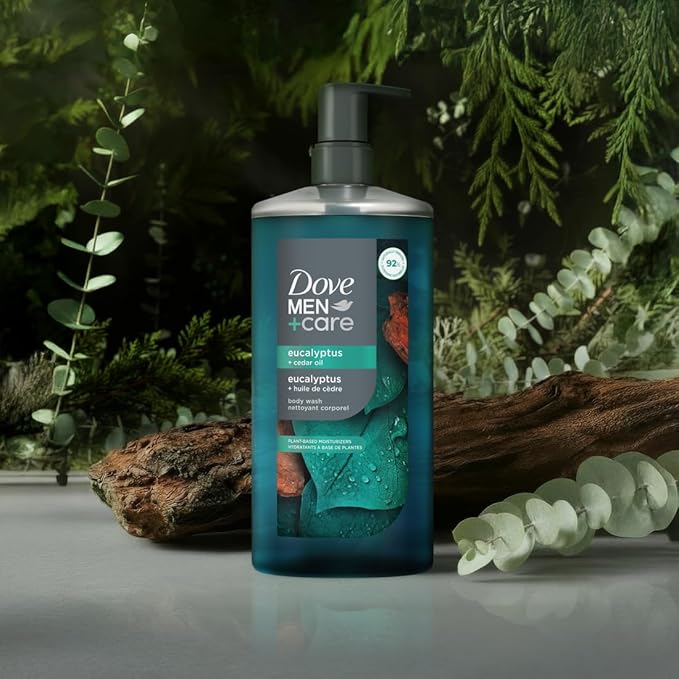 DOVE MEN + CARE Body Wash Eucalyptus & Cedar Oil Plant-Based Moisturizing Body Wash for Men, 26oz
