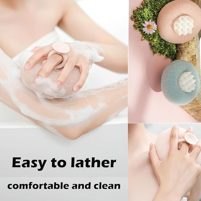 2 Pack Bath Body Brush,Exfoliating Body Scrubber,Bath Sponge Brush to Scrub The Body and Enjoy The Shower(Pink&Blue)…