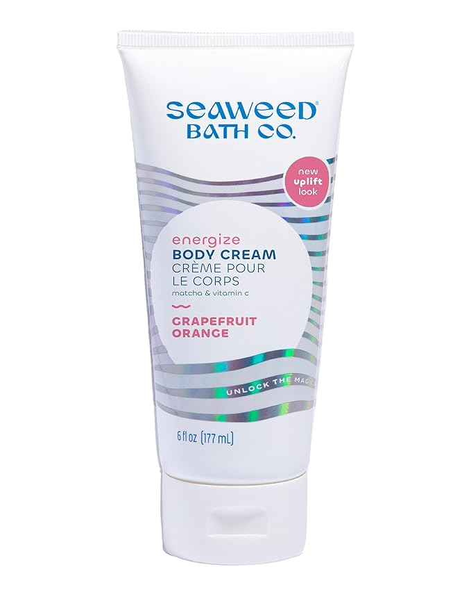 Seaweed Bath Co. Energize Body Cream - Grapefruit Orange | Hand and Body Lotion with Vitamin C, Hyaluronic Acid and Shea Butter | Invigorating Moisturizer For Dry Skin | 6 oz
