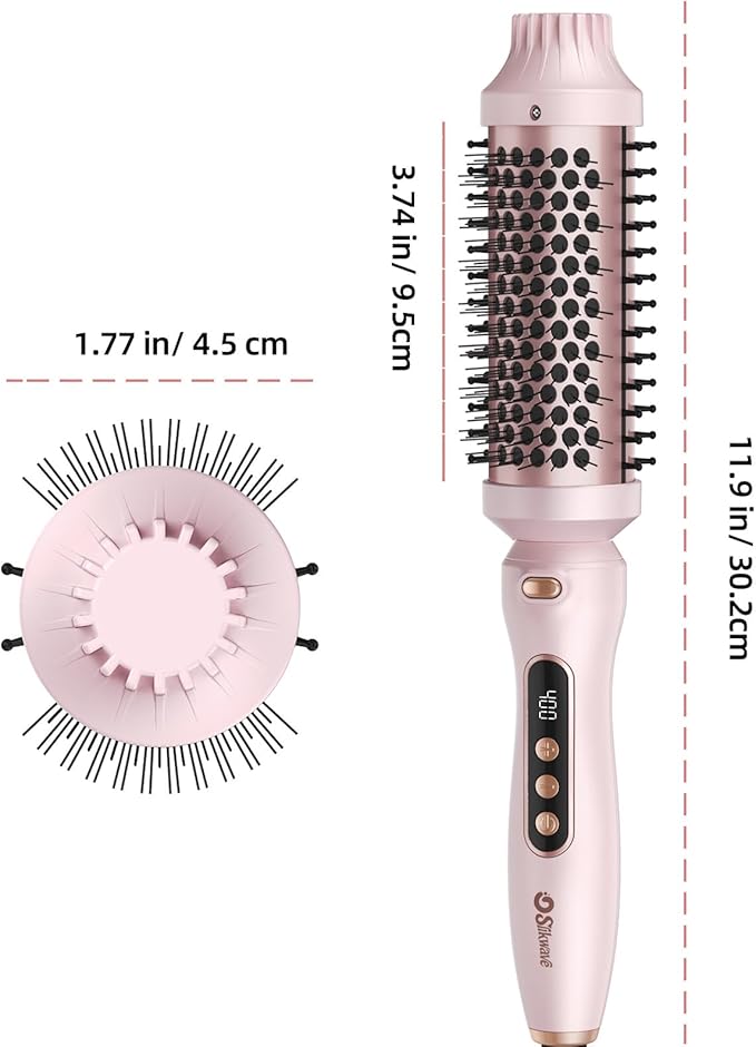 Thermal Brush, 1.7 Inch Heated Round Brush for Women, Dual Voltage Negative Ion Hot Brushes Styler for Blowout Look, Curling & Volumizing & Straightener for Dry Hair