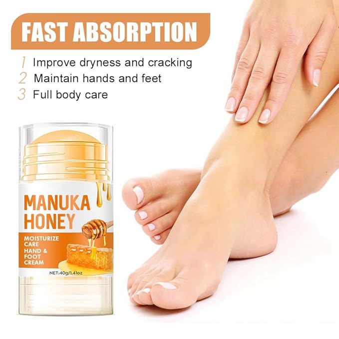 60% Urea Cream - 1.41 oz Manuka Honey Foot Hand Cream Stick for Dry & Cracked Feet Elbows Knees Heels Hands, Hydrates & Nourish Foot Care for Softening and Moisturizing, Removing Calloused Skin