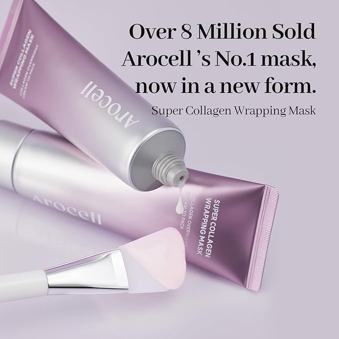 AROCELL Super Collagen Wrapping Facial Mask 50g – Korean Peel Off Face Mask Pack with Collagen Film Care | Hydrating, Firming & Elasticity Boosting Exfoliating Skincare