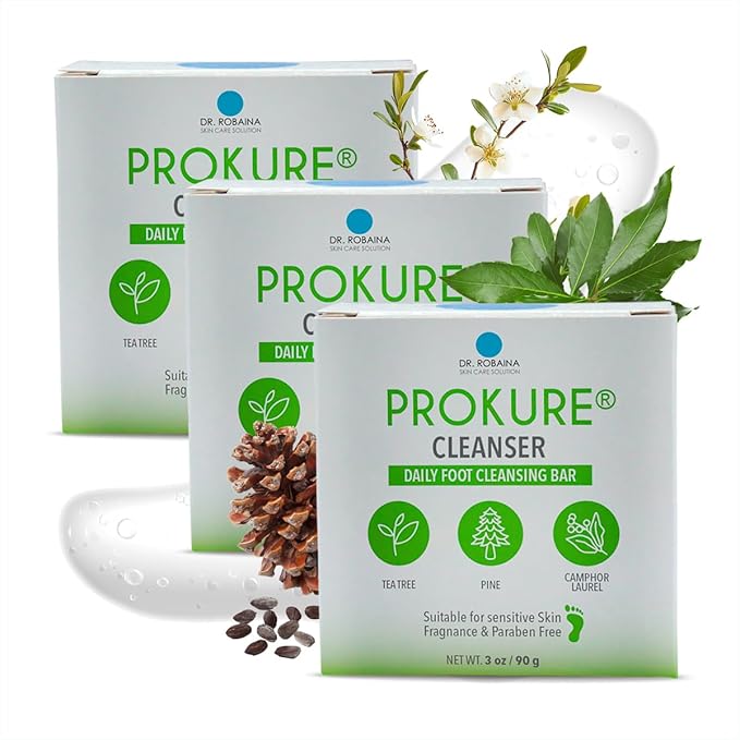 Dr. Robaina PROKURE Cleanser - Daily Foot and Hand Cleansing Bar - Nail Fungus, Athlete's Foot Relief - (Pack of 3)