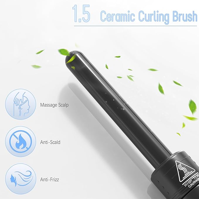 5-in-1Ceramic Tourmaline Curling Iron Set - 0.35"-1.25" Interchangeable Barrels Adjustable Temp 180°F-450°F, Fast Heat-up Insulated Gloves & Swivel Cord for All Hair Types (Travel-Friendly)