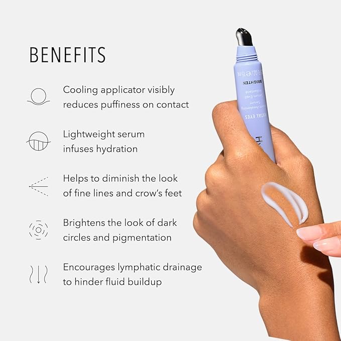 HydroPeptide Vital Eyes, Instant Awakening Serum, Cooling Rollerball Under Eye Moisturizer 0.3 Ounce